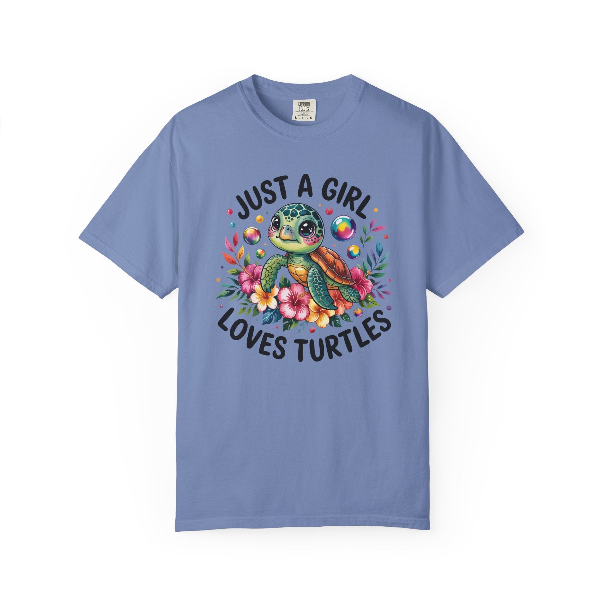Just a Girl Loves Turtles Graphic T-Shirt — Cute Sea Turtle Tee