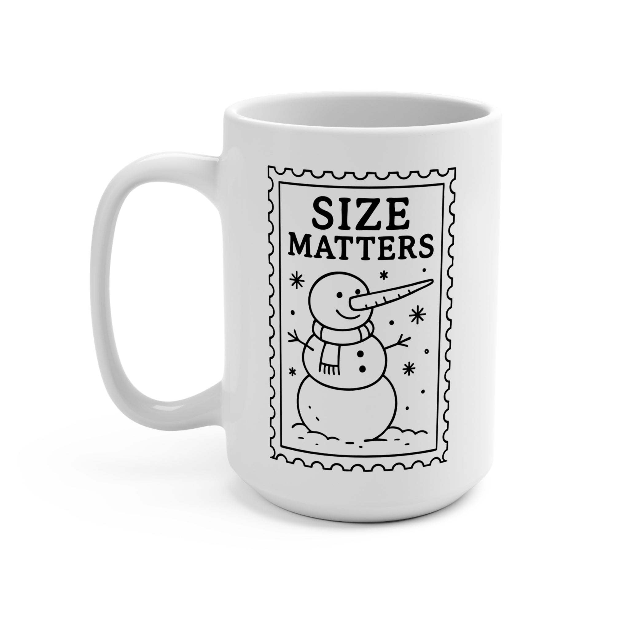 Size Matters Snowman 15oz Coffee Mug — Funny Holiday Winter Mug