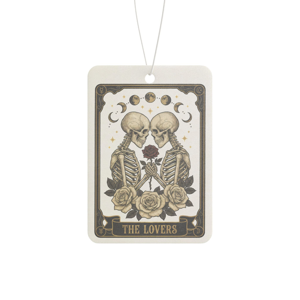 Tarot Lovers Car Air Freshener — Gothic Skeleton 'The Lovers' Design