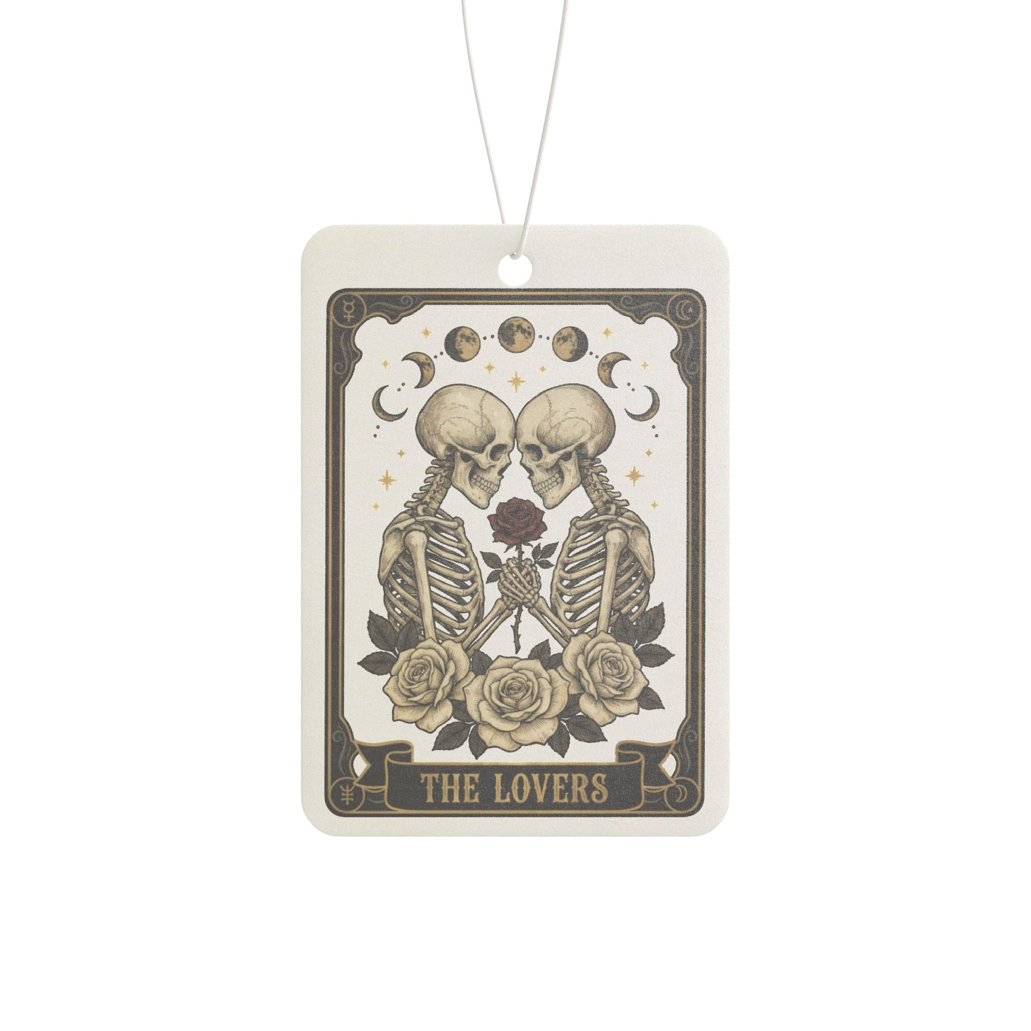 Tarot Lovers Car Air Freshener — Gothic Skeleton 'The Lovers' Design