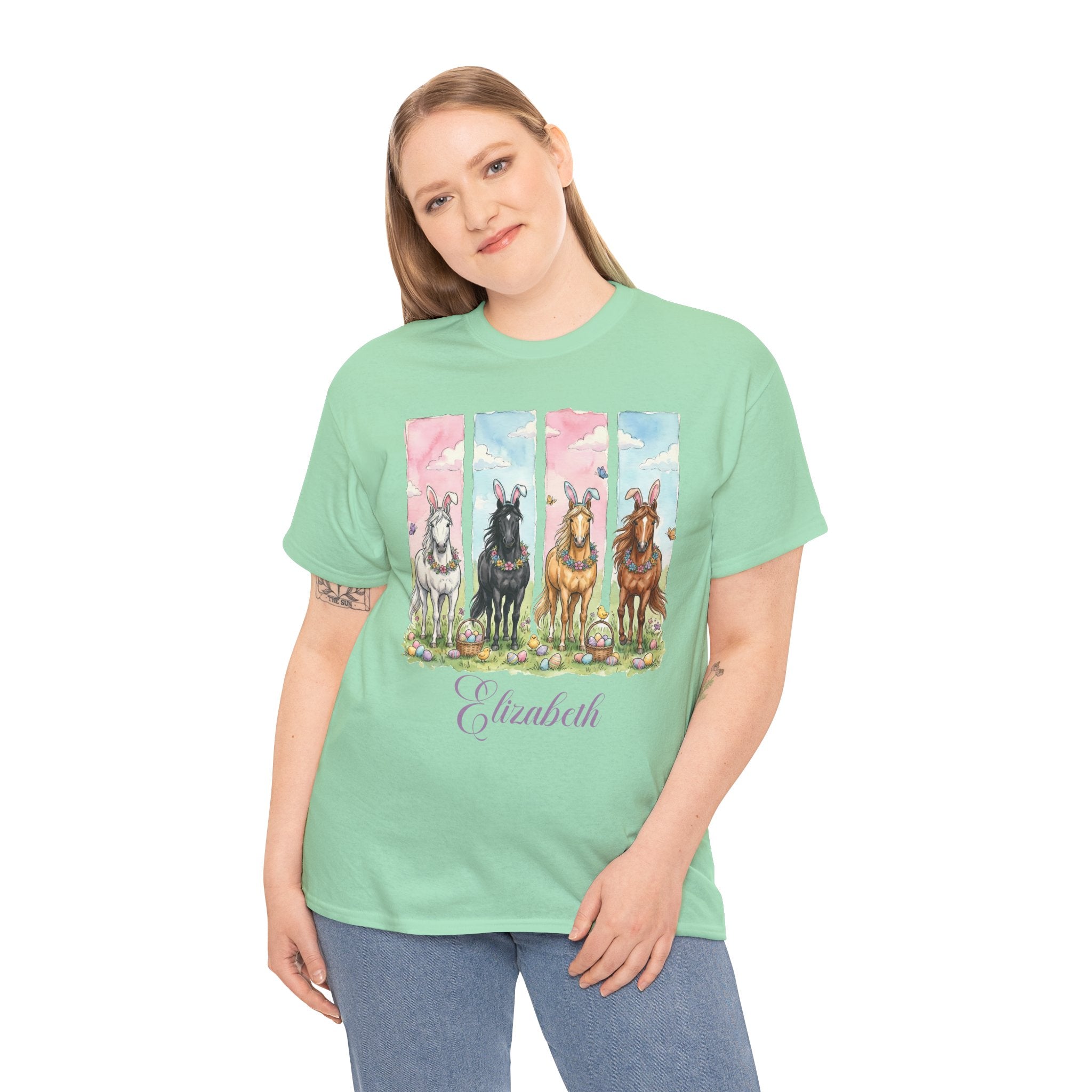 Easter Horse Watercolor Portrait Tee — Personalized Design