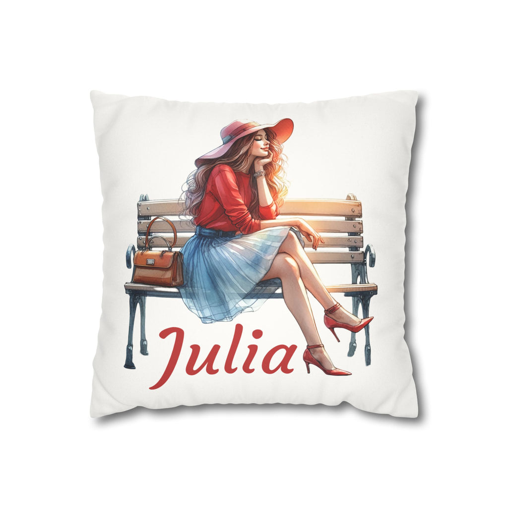 Personalized Fashionista Pillowcase — Faux Suede Decorative Throw Pillow with Name