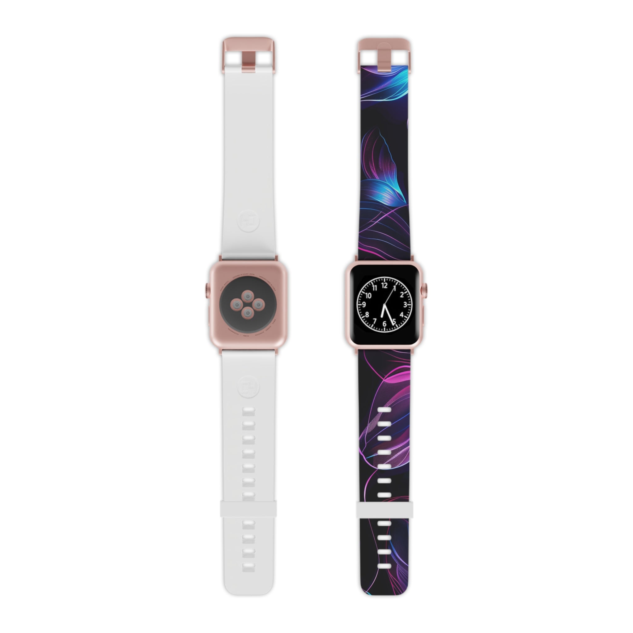Galaxy Petal Apple Watch Band — Purple Blue Floral Silicone Strap