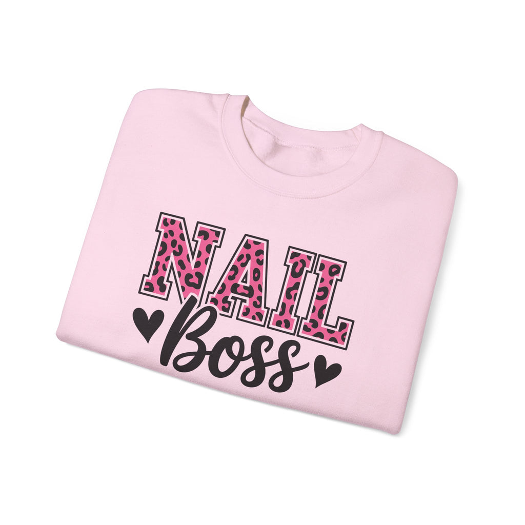 Nail Boss Crewneck Sweatshirt — Leopard Print Nail Tech