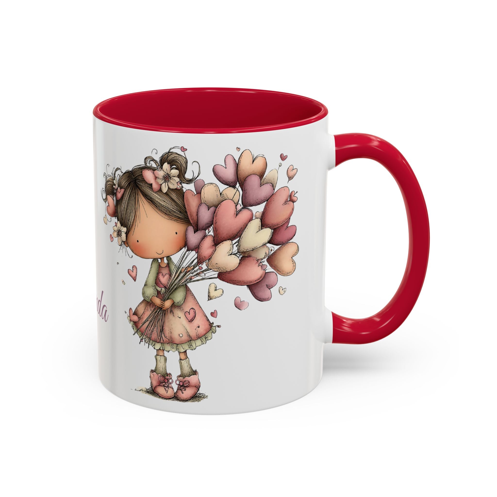 Personalized Heart Girl Mug — Cute Name Coffee Cup (11oz/15oz)