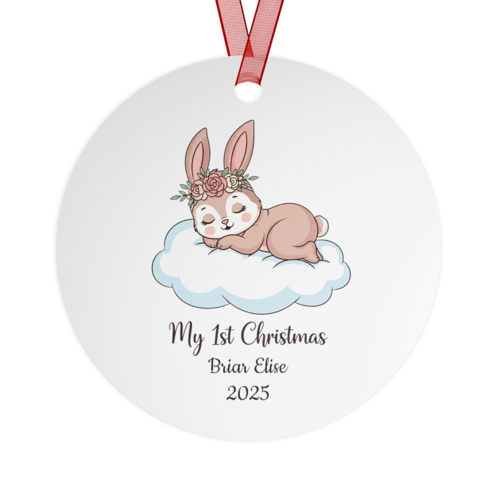 My 1st Christmas Bunny Bell Ornament — Personalized Baby Keepsake (Name & Year)