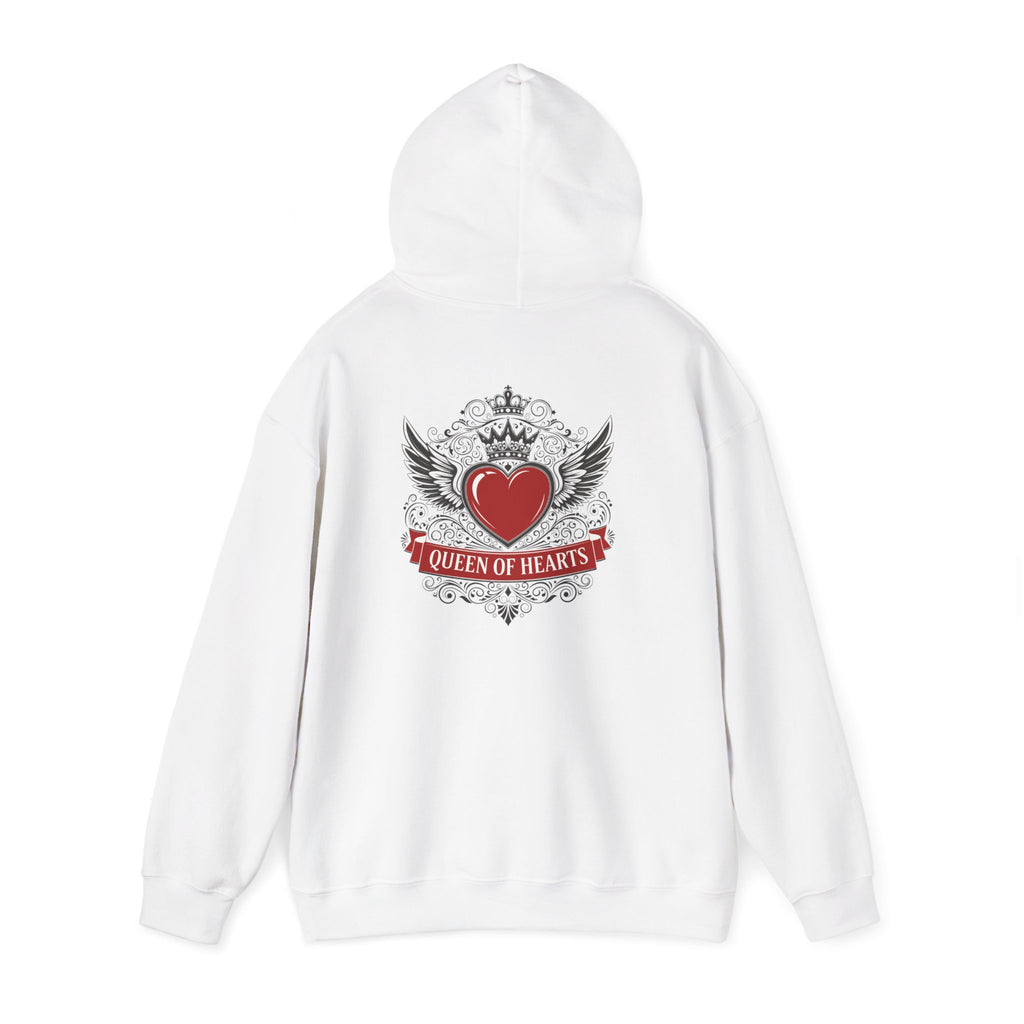 Queen of Hearts Hoodie — Winged Heart Crown Graphic Pullover