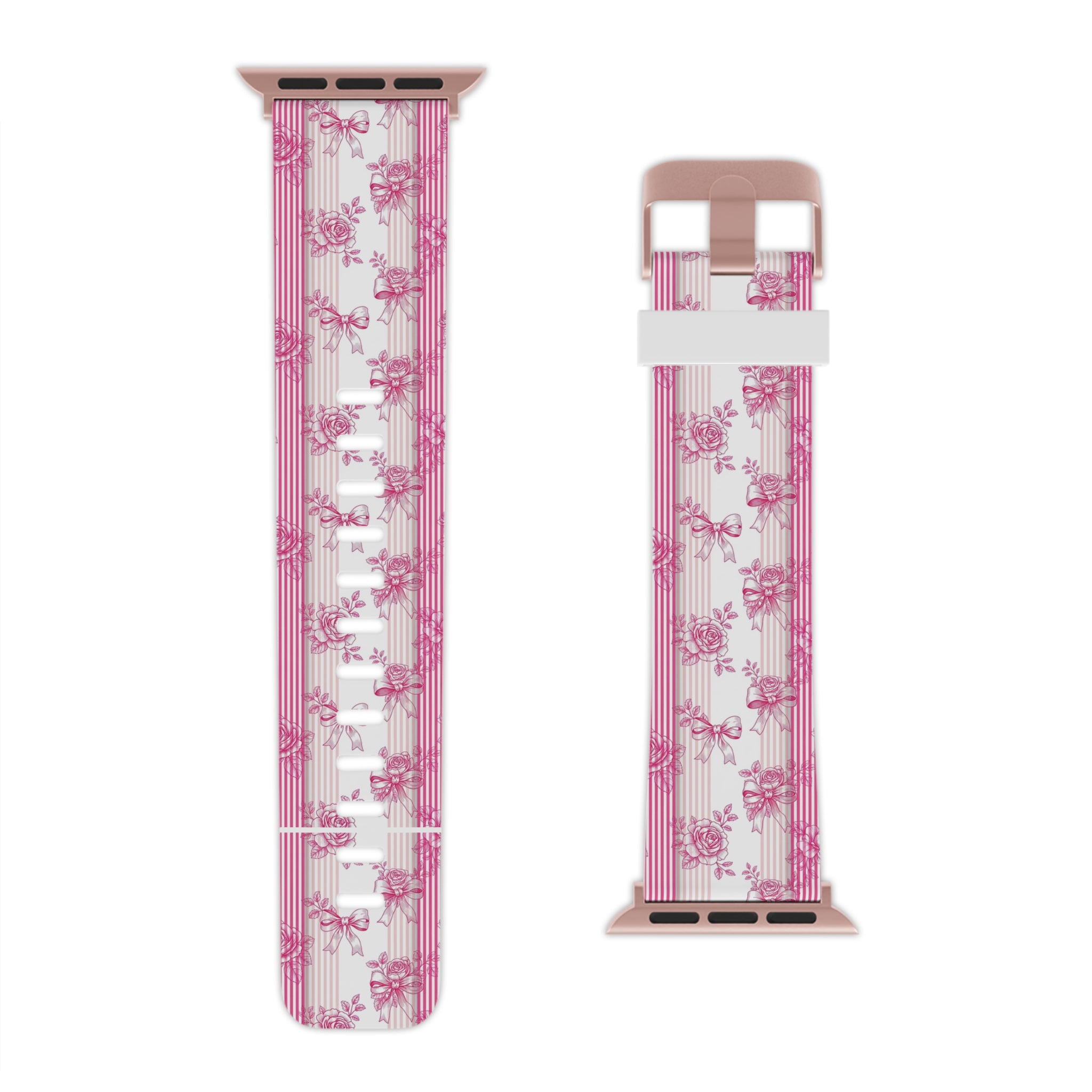 Pink Floral Stripe Bows Apple Watch Band