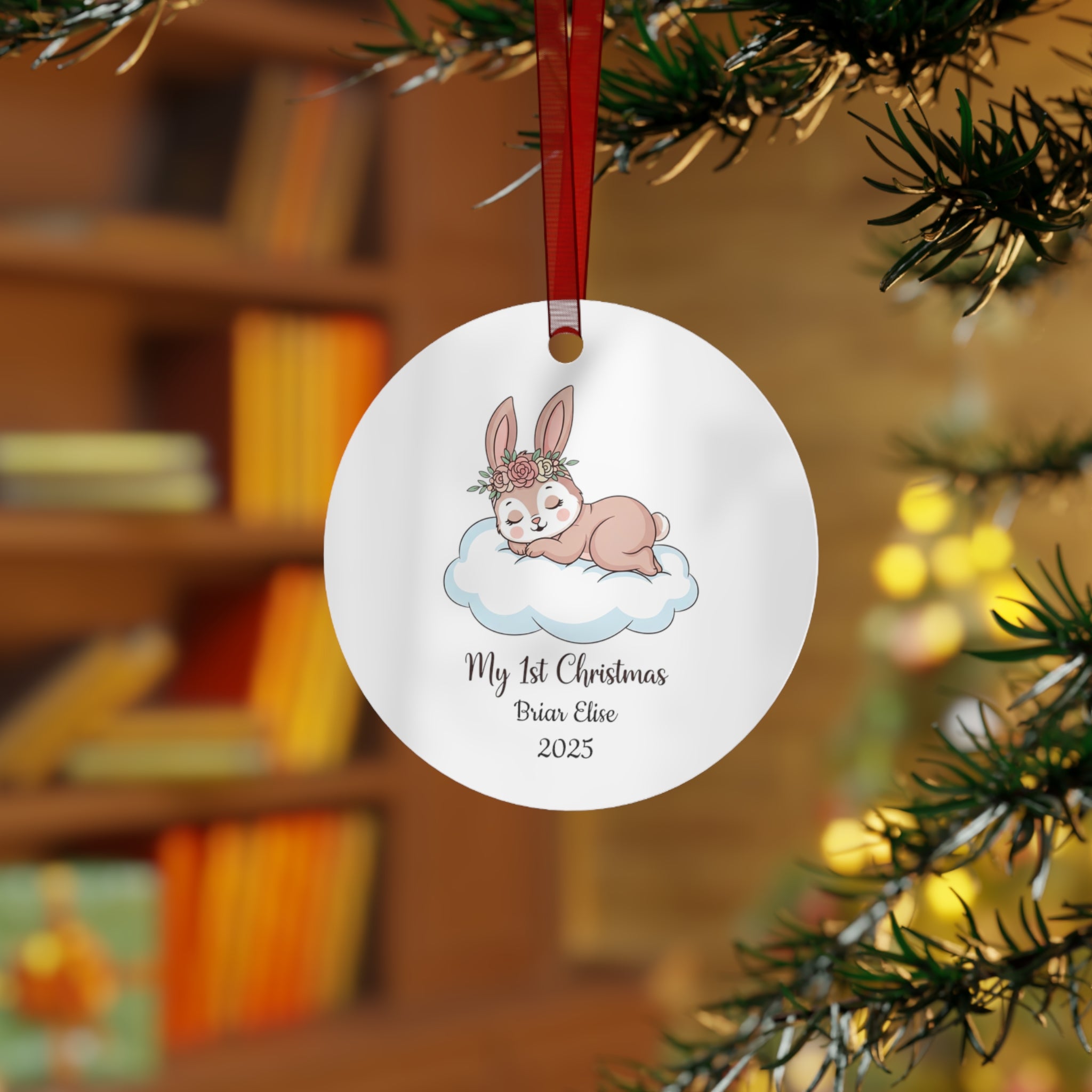 My 1st Christmas Bunny Bell Ornament — Personalized Baby Keepsake (Name & Year)