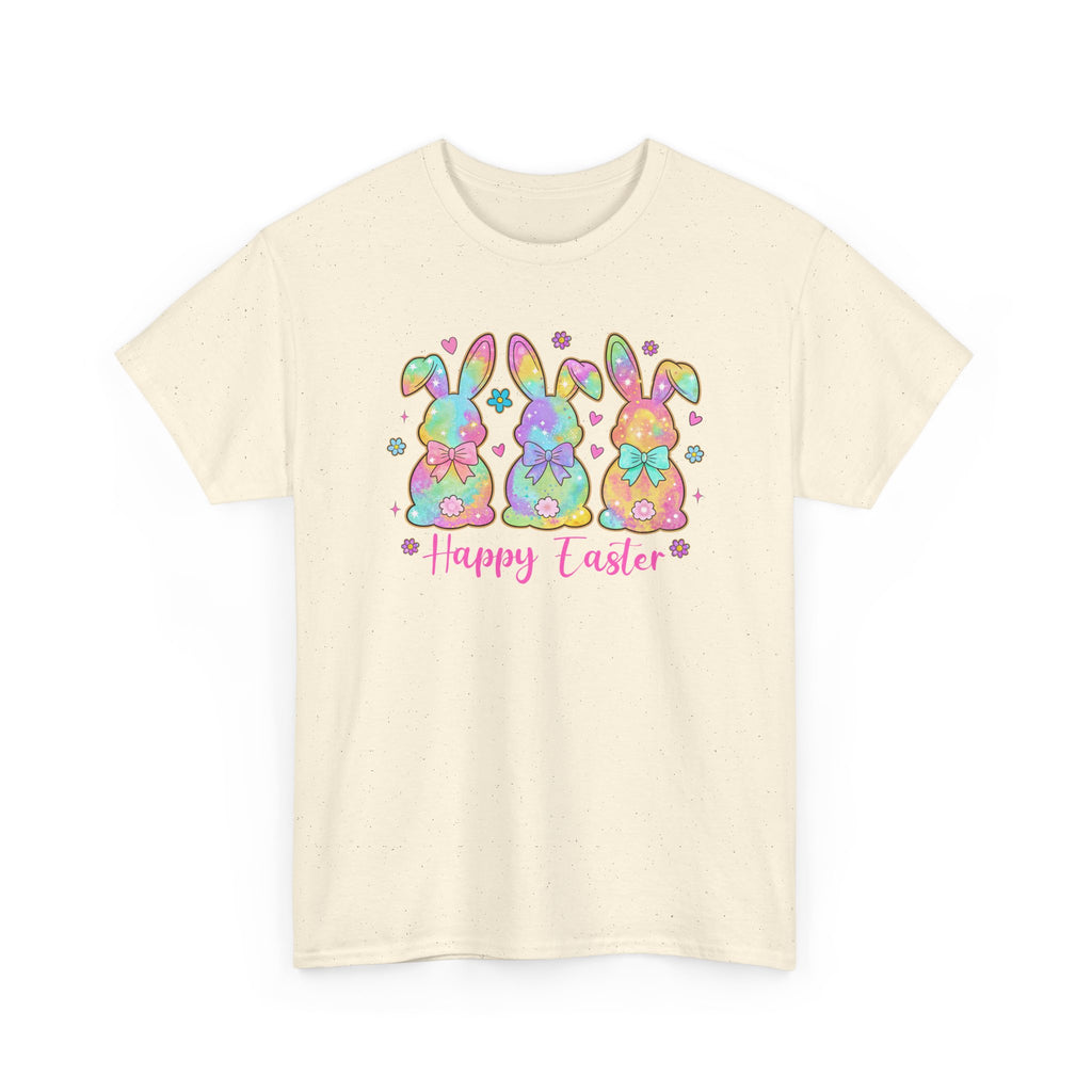 Easter Bunny Trio T-Shirt — Pastel "Happy Easter" Graphic Tee