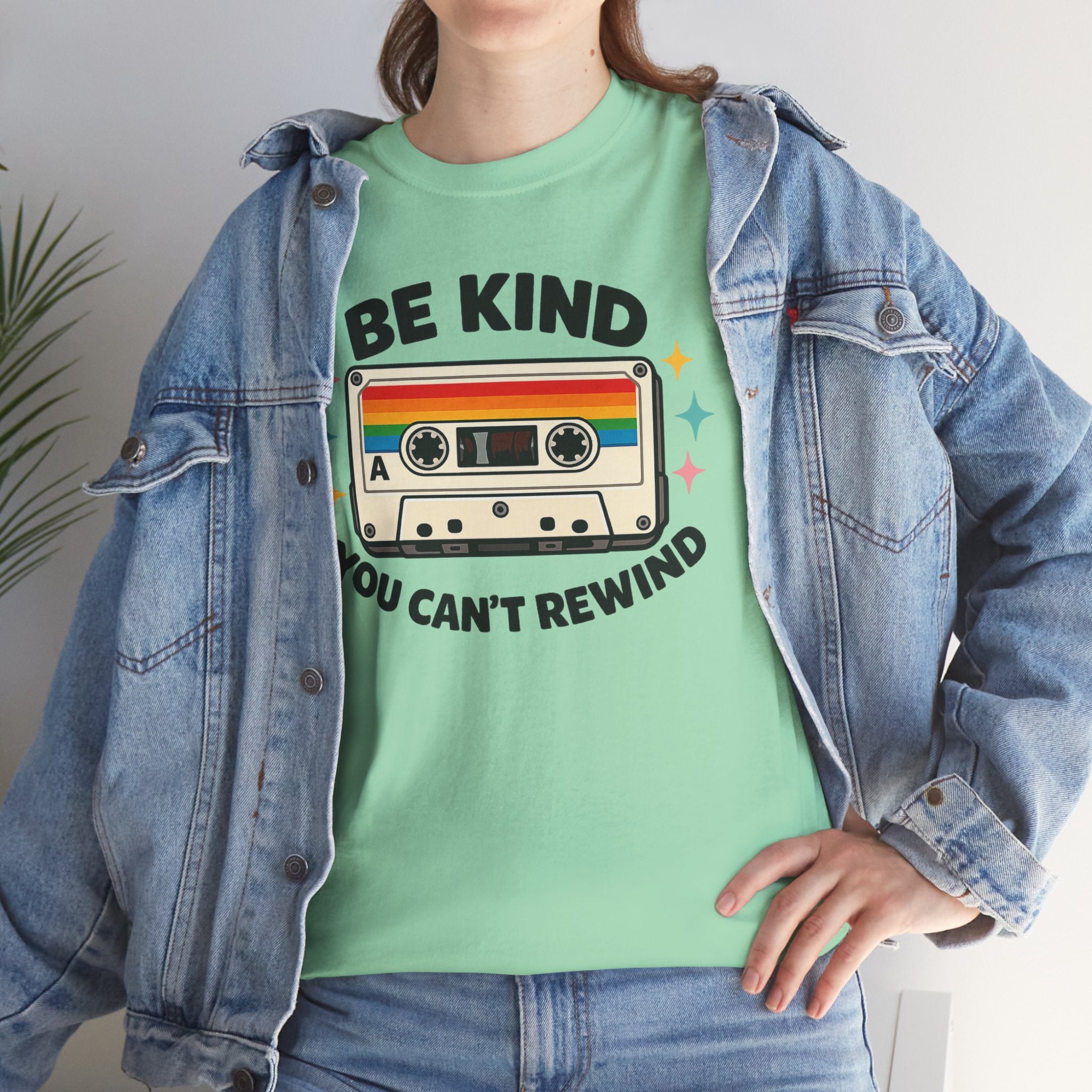 Be Kind You Can't Rewind Cassette T-Shirt — Retro Kindness Tee