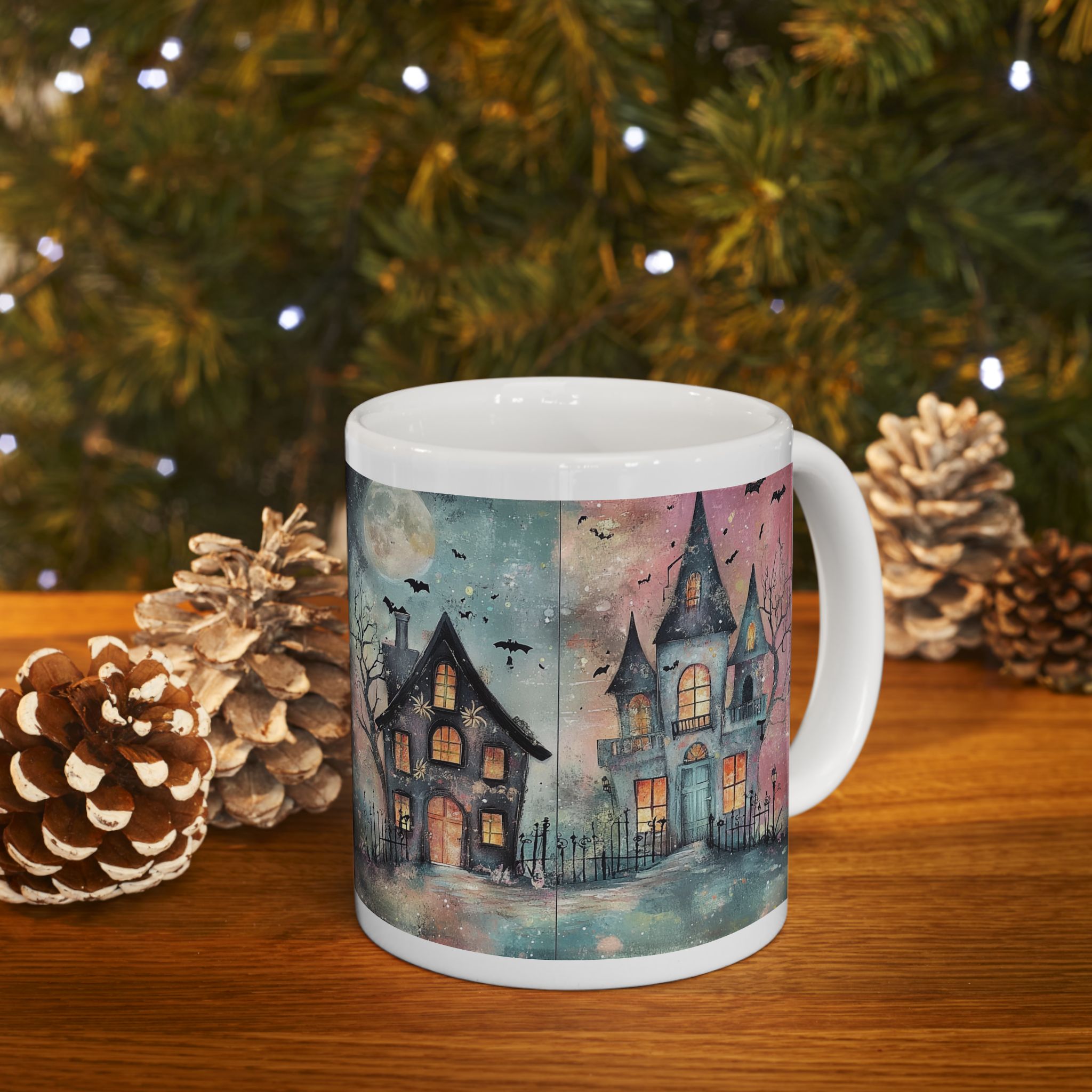 Spooky Halloween Haunted House Ceramic Mug