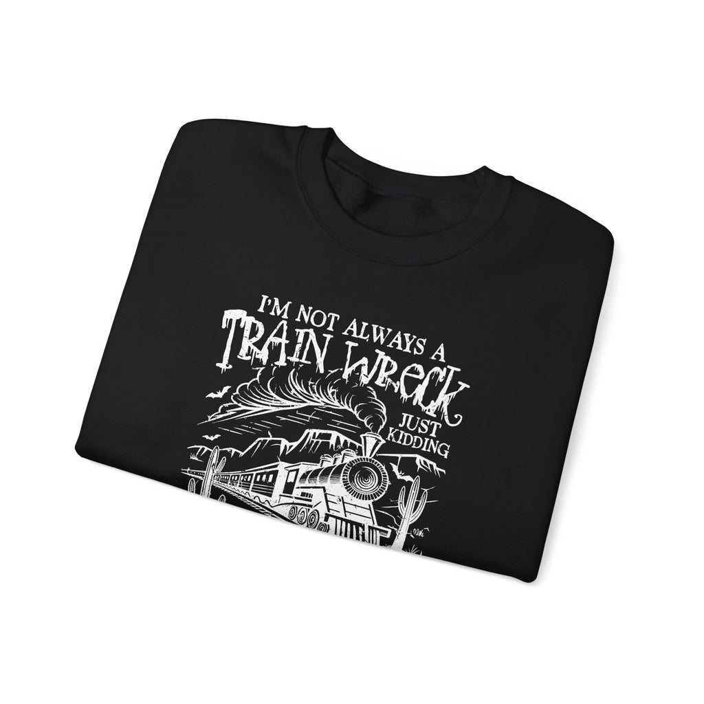 Train Wreck Humor Crewneck Sweatshirt