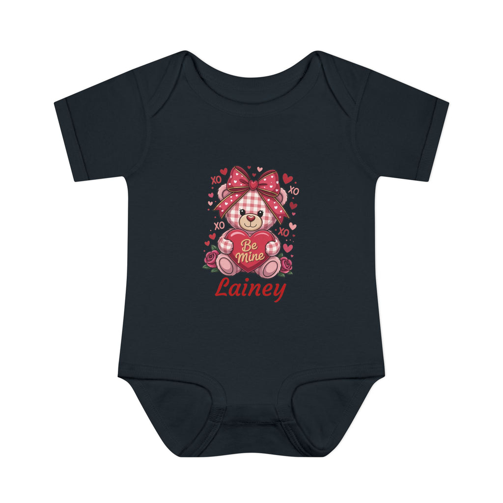 Valentine Bear Infant Bodysuit — "Be Mine" Personalized Baby Onesie