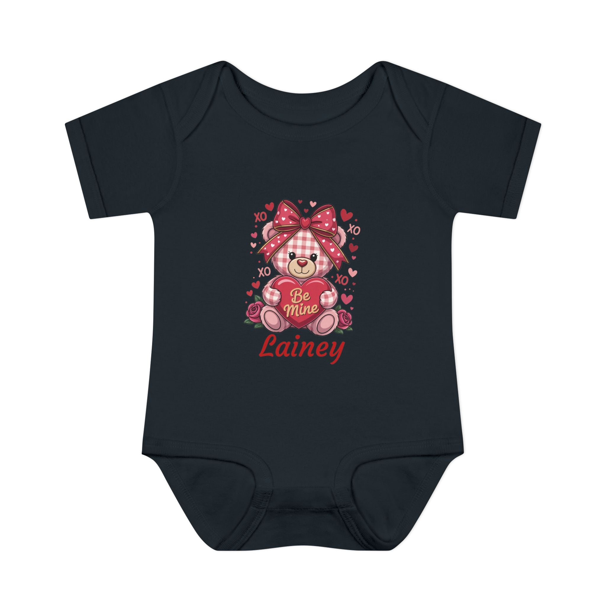 Valentine Bear Infant Bodysuit — "Be Mine" Personalized Baby Onesie
