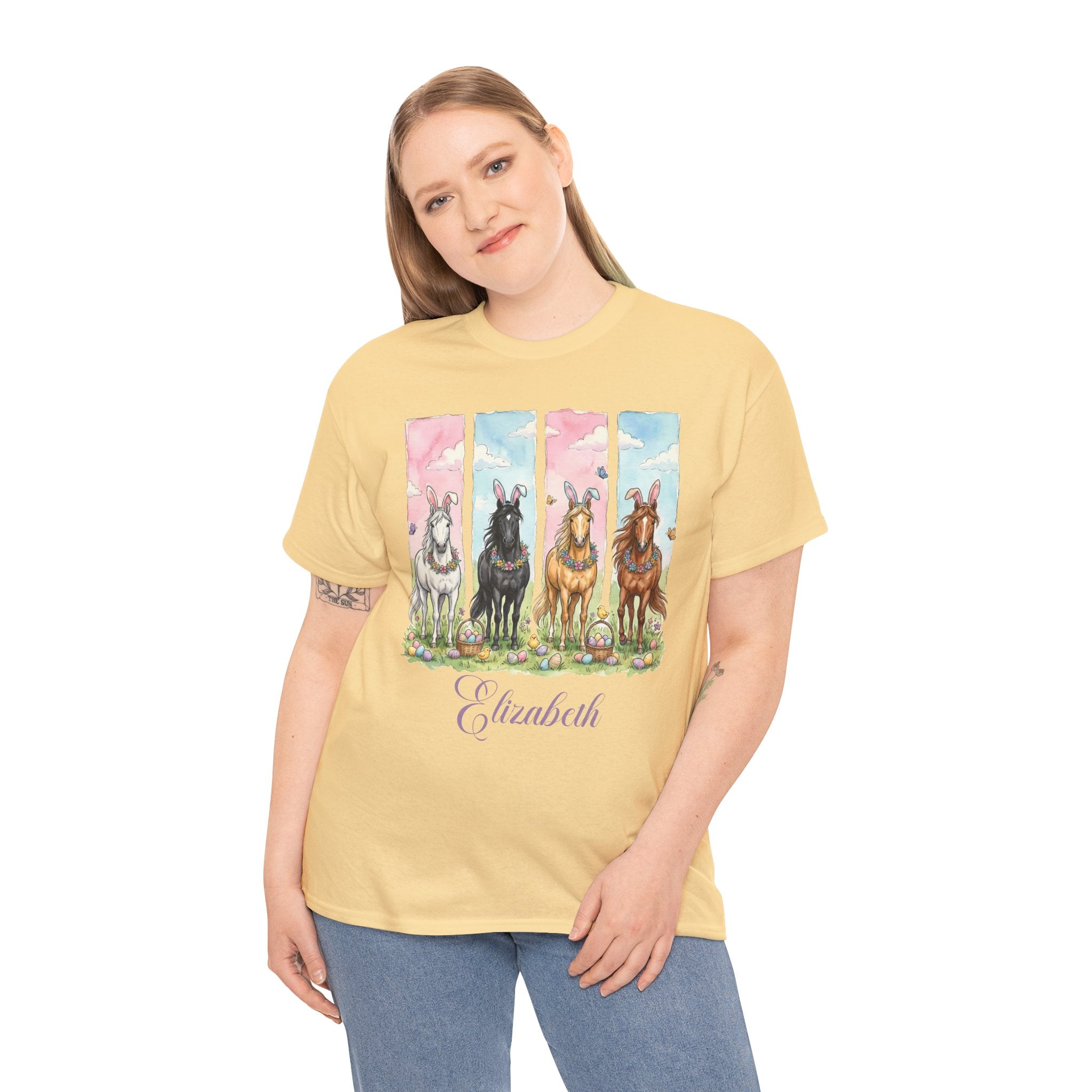 Easter Horse Watercolor Portrait Tee — Personalized Design