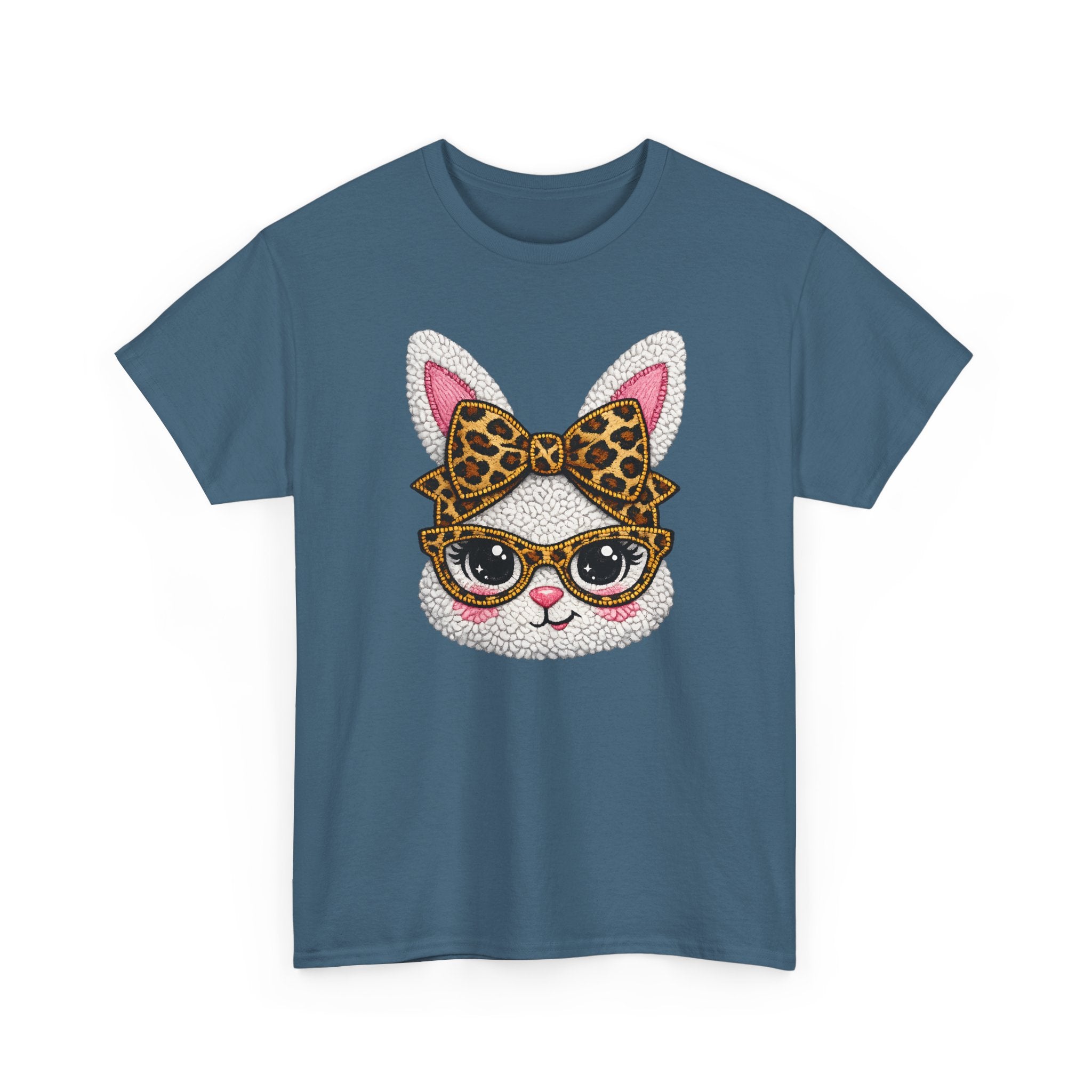 Sassy Easter Bunny Leopard Bow & Glasses T-Shirt