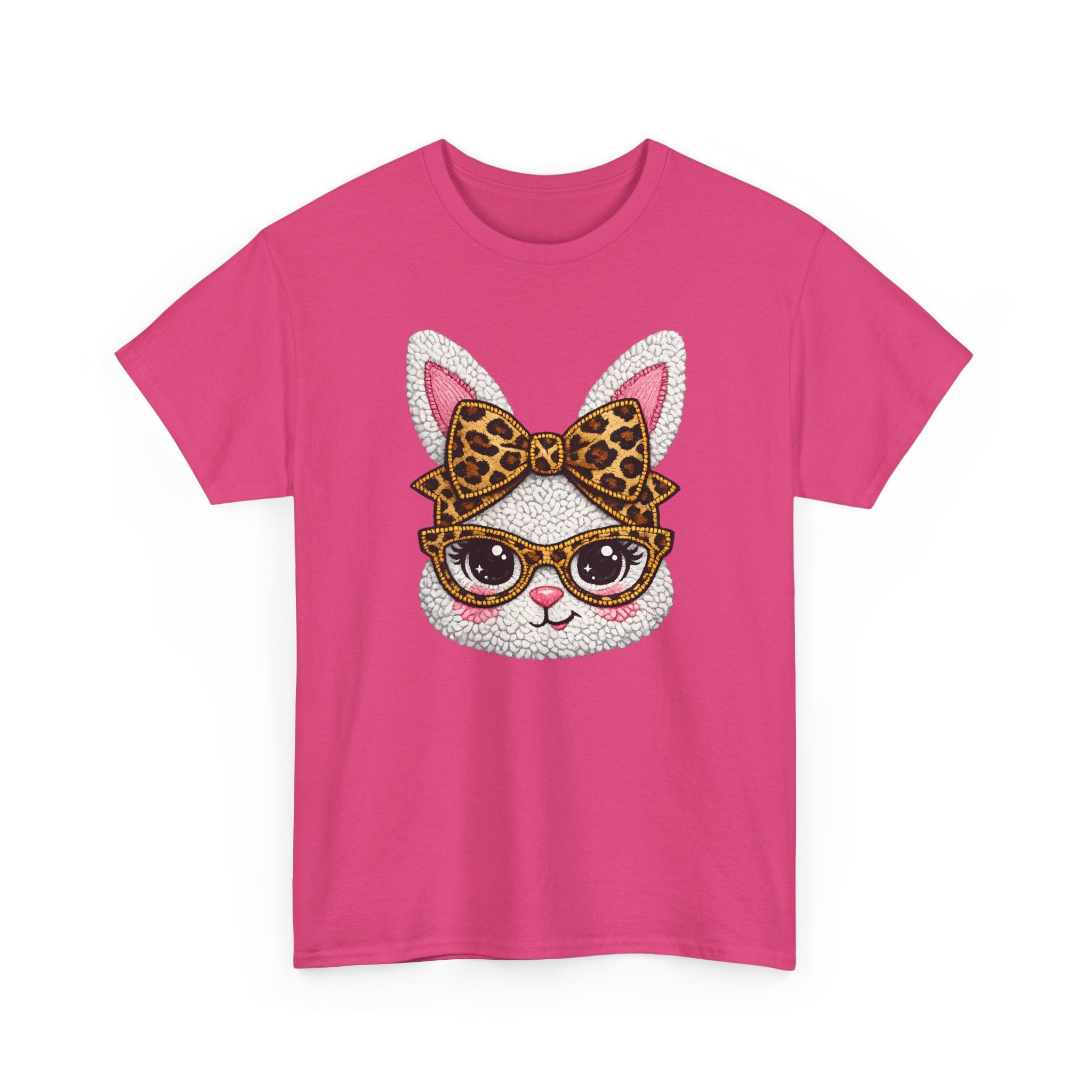 Sassy Easter Bunny Leopard Bow & Glasses T-Shirt