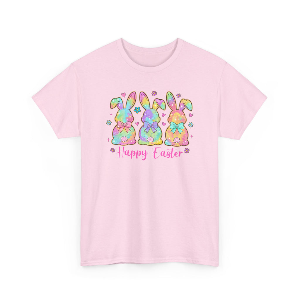 Easter Bunny Trio T-Shirt — Pastel "Happy Easter" Graphic Tee