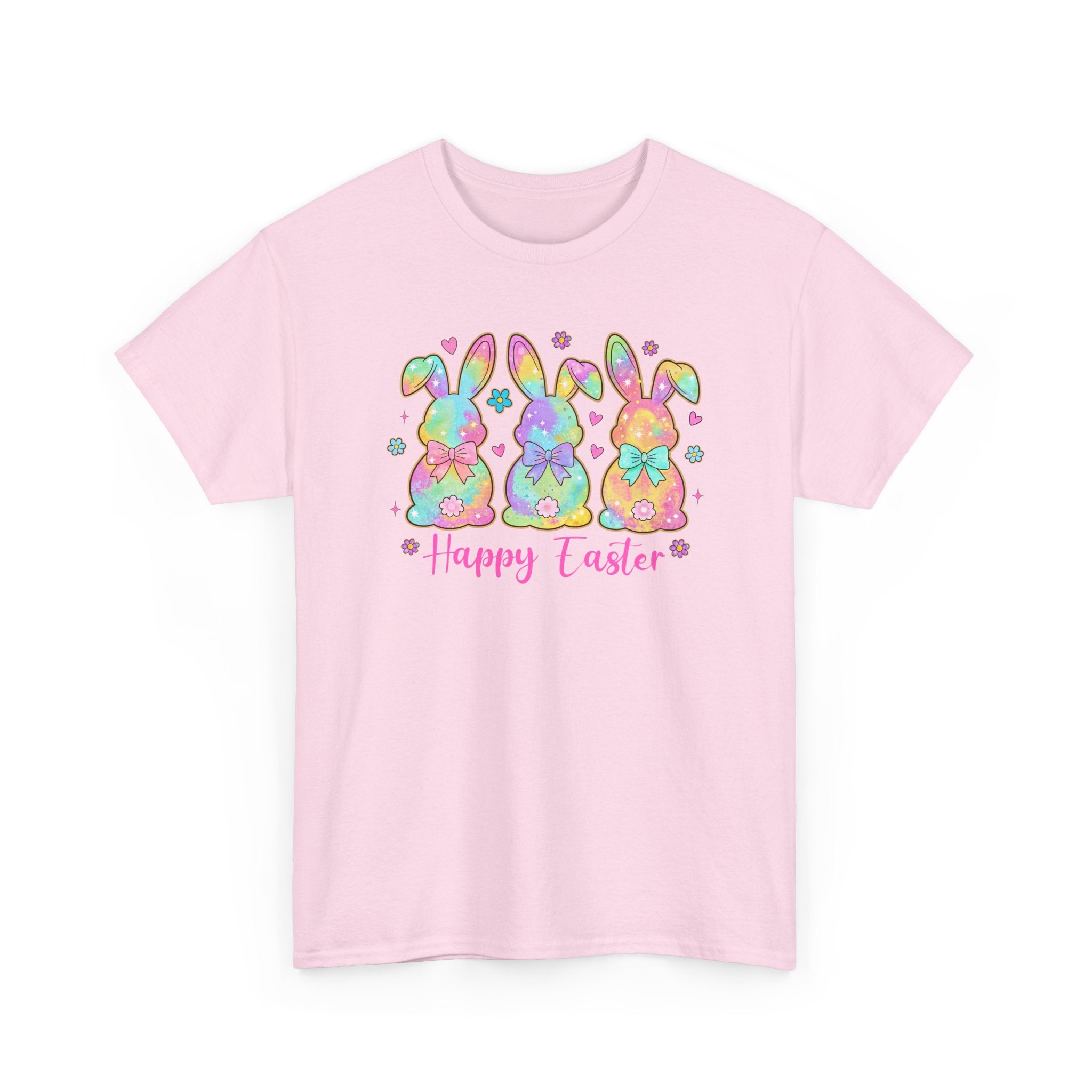 Easter Bunny Trio T-Shirt — Pastel "Happy Easter" Graphic Tee
