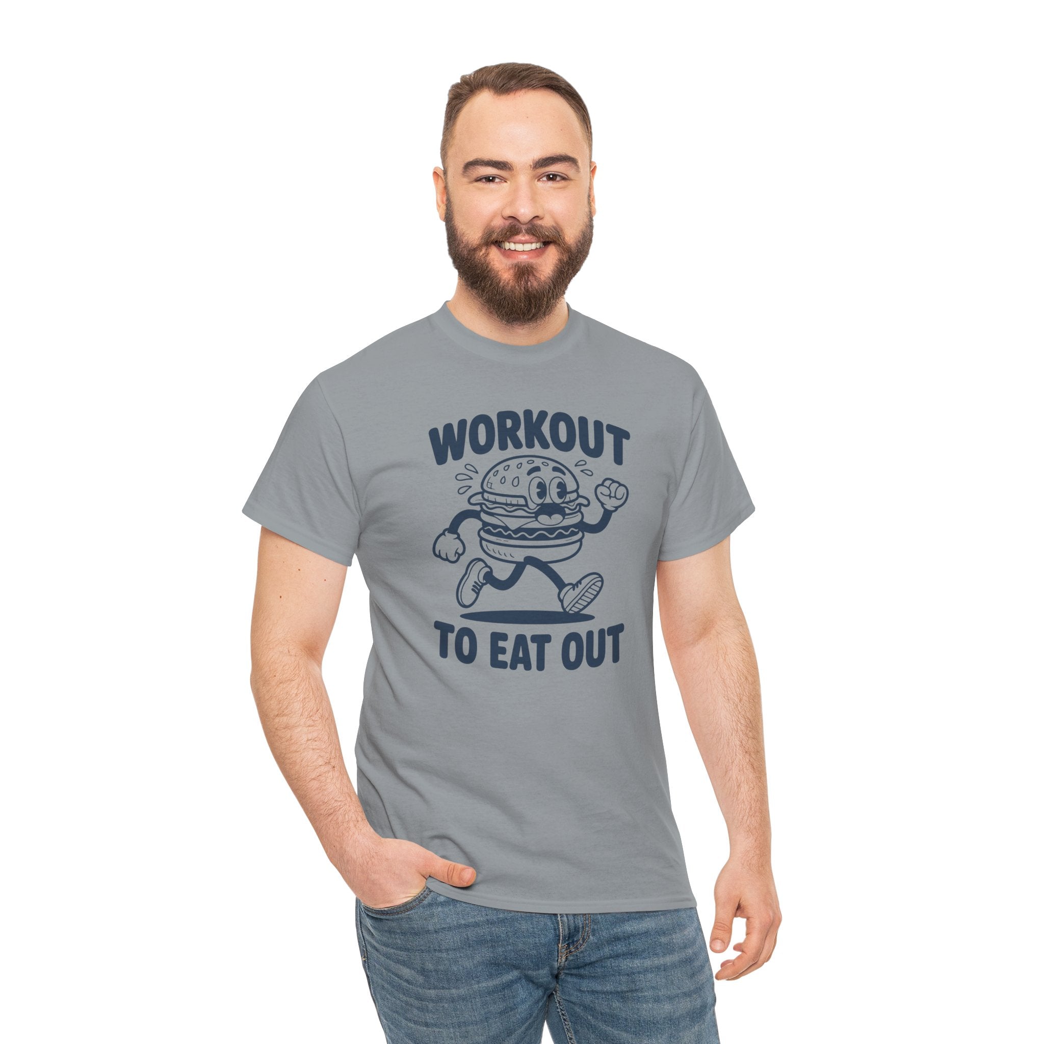 Workout To Eat Out T-Shirt — Funny Fitness Burger Tee