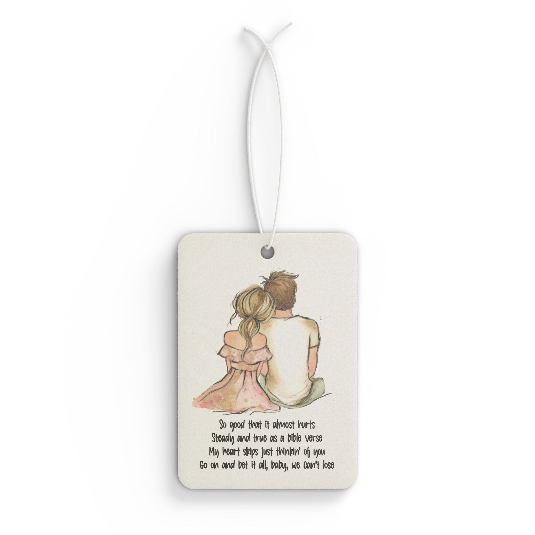 Car Air Freshener — Romantic Couple Illustration with Personalization, Valentine’s Day Gift for Her/Him