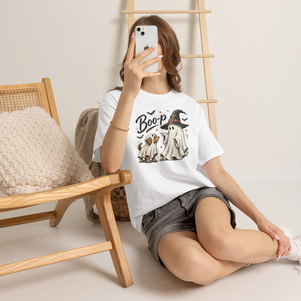 Halloween Ghost Dog T-Shirt — “Boo-p” Cute Ghost Costume Tee