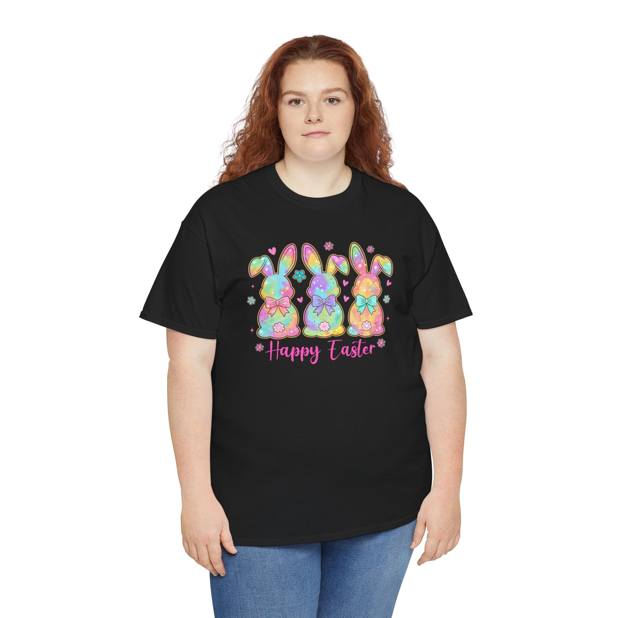 Easter Bunny Trio T-Shirt — Pastel "Happy Easter" Graphic Tee