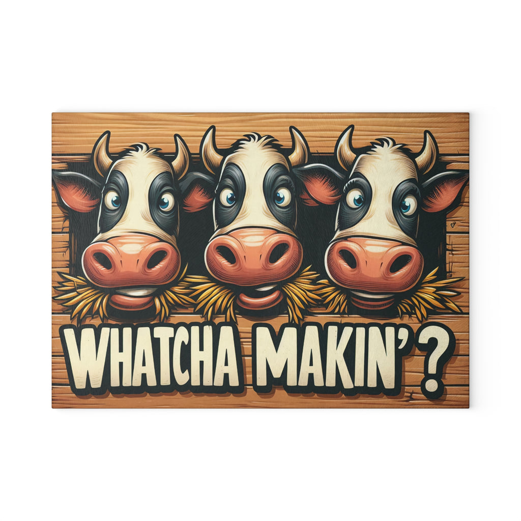 Whimsical Cow Glass Cutting Board