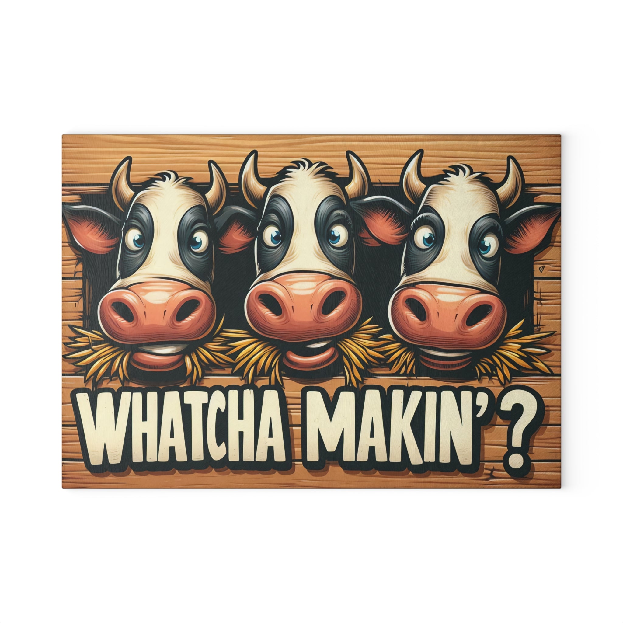 Whimsical Cow Glass Cutting Board