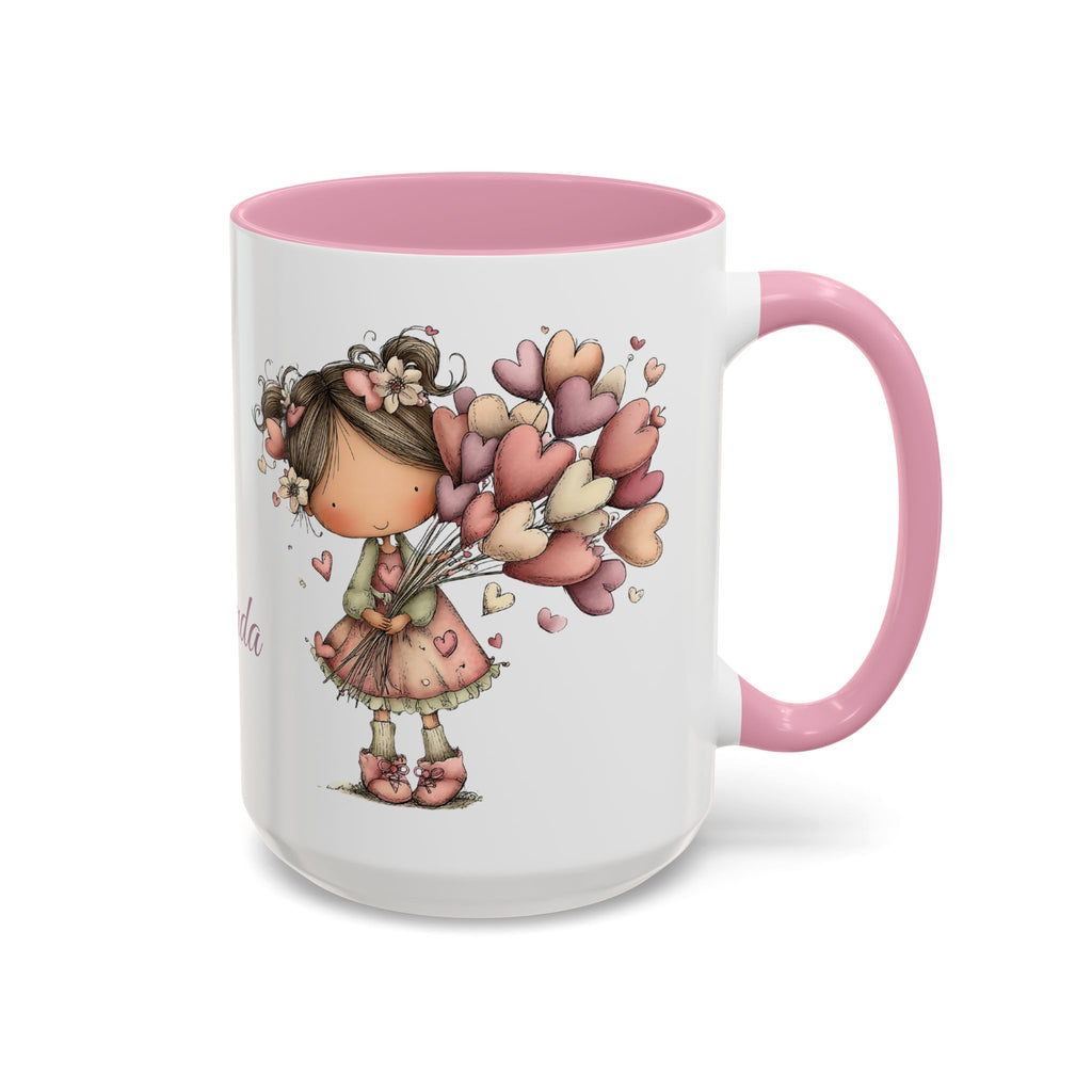 Personalized Heart Girl Mug — Cute Name Coffee Cup (11oz/15oz)