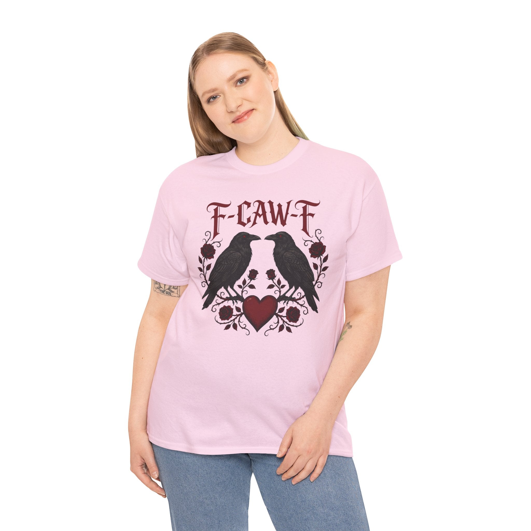 Raven Love Tee – F-CAW-F Gothic Crow Heart T-Shirt