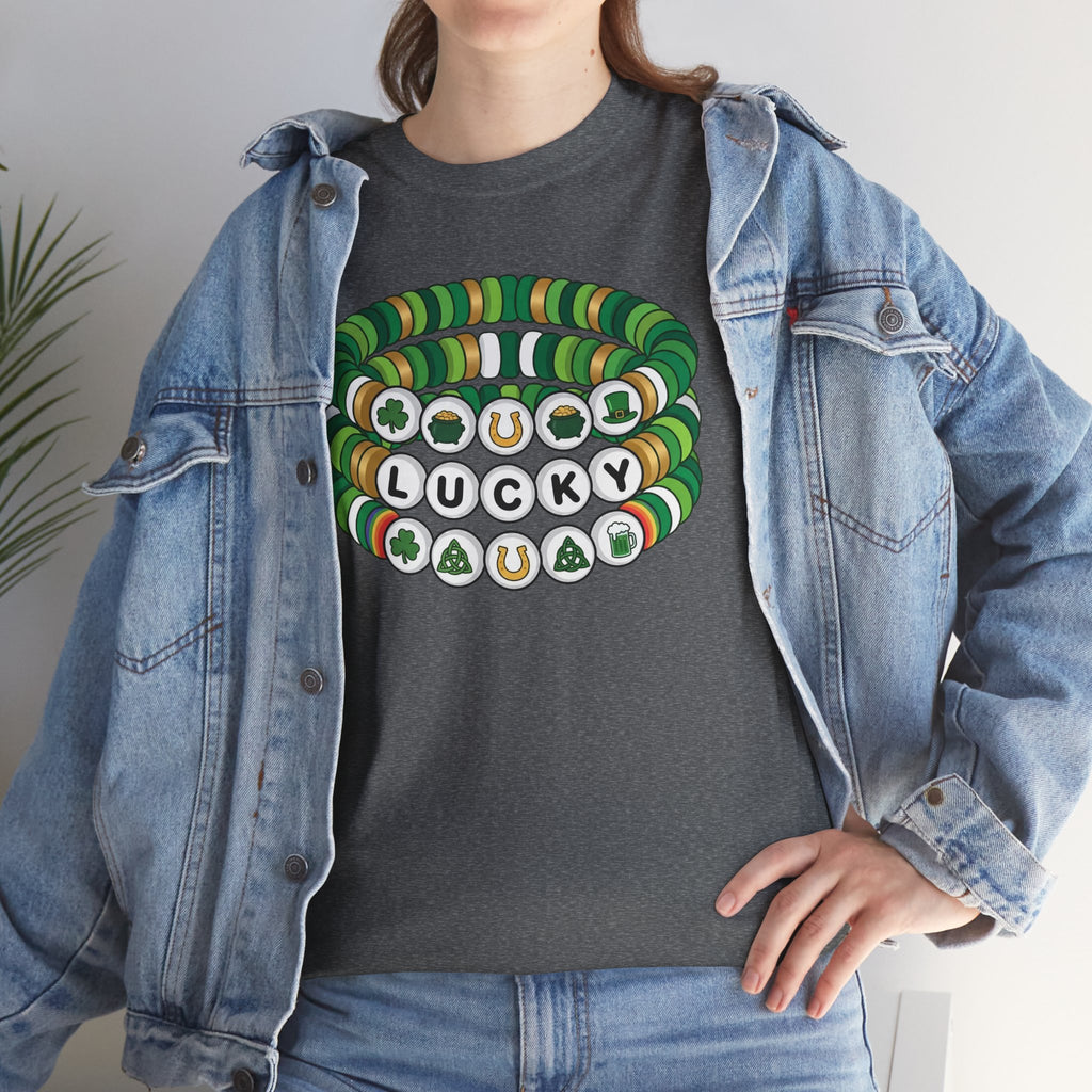 Lucky Bead Bracelet Graphic Tee — St. Patrick’s Day Green Charm Shirt