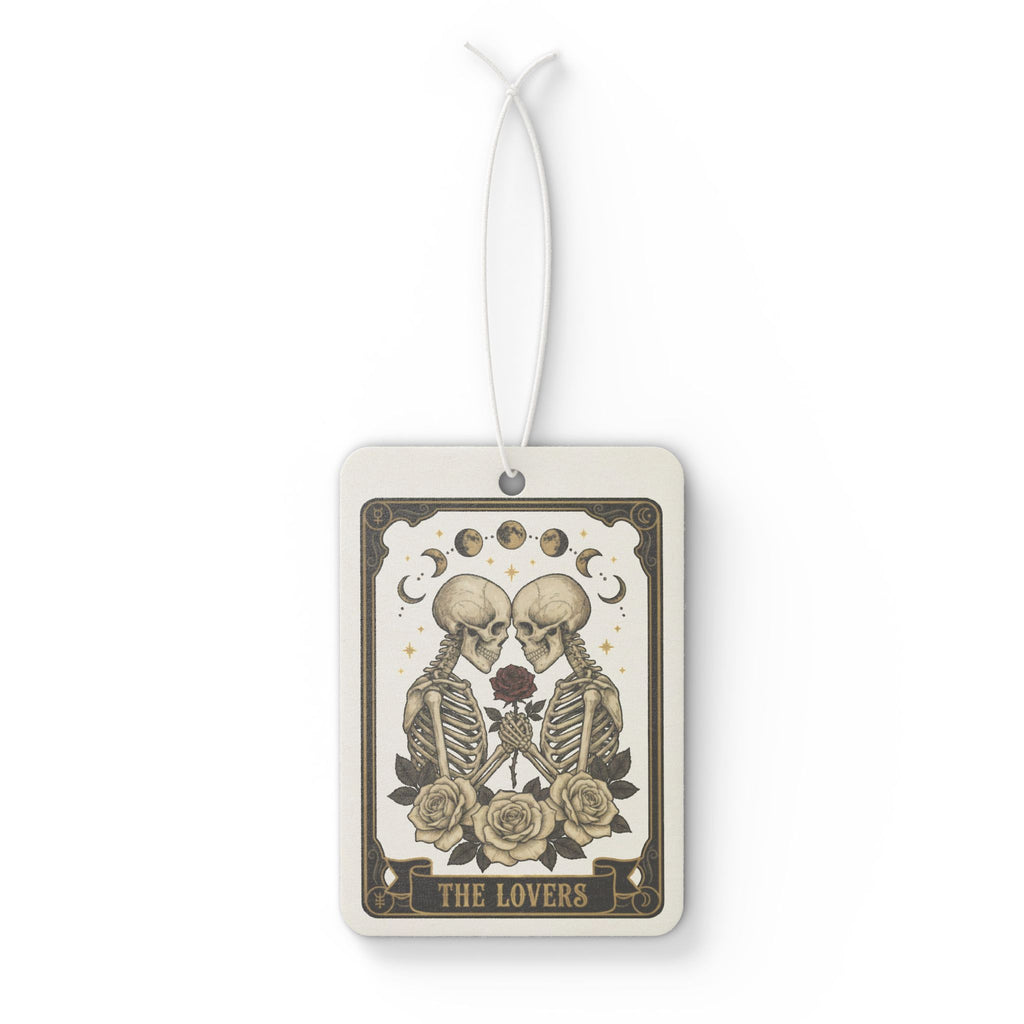 Tarot Lovers Car Air Freshener — Gothic Skeleton 'The Lovers' Design