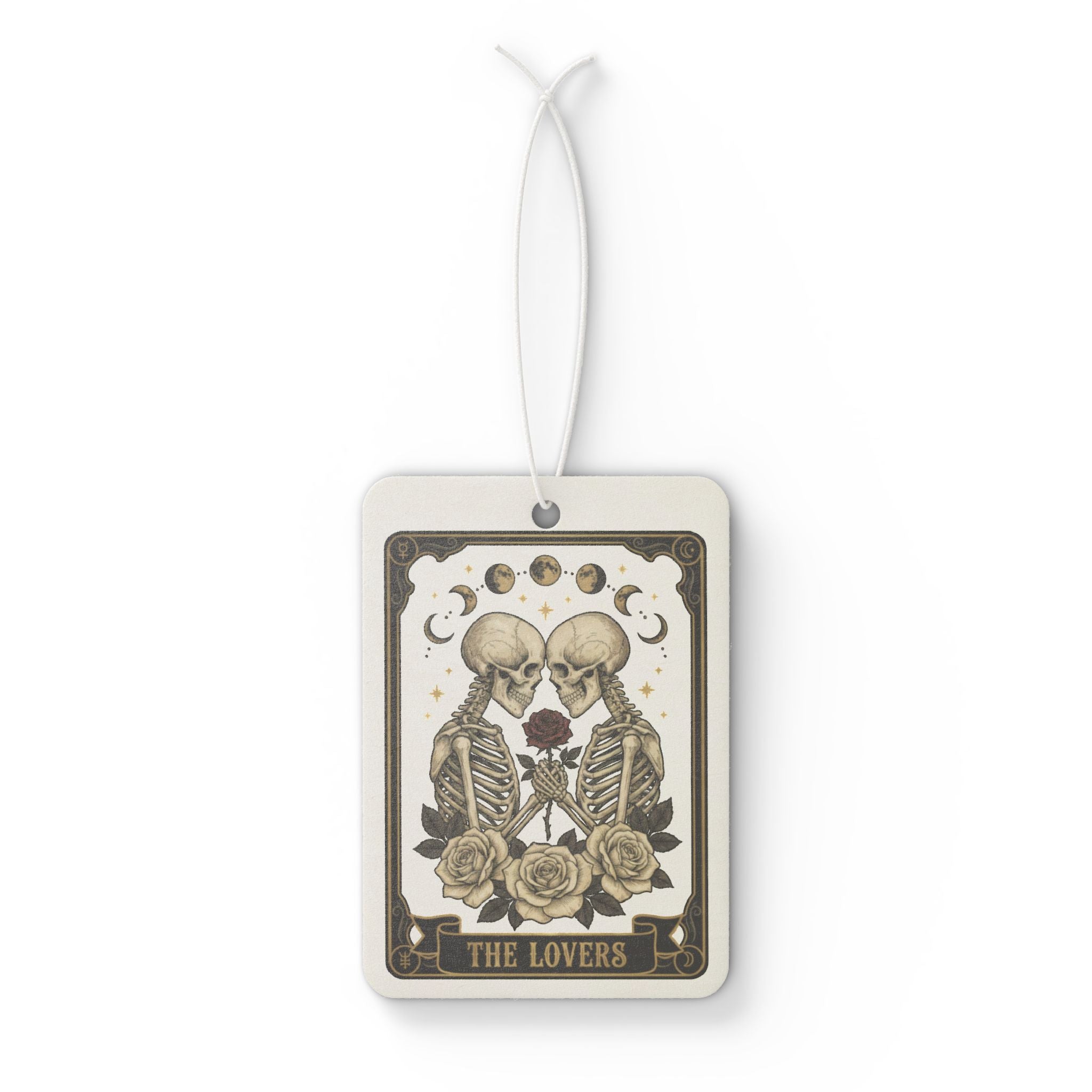 Tarot Lovers Car Air Freshener — Gothic Skeleton 'The Lovers' Design
