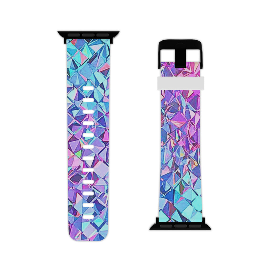 Holographic Prism Apple Watch Band — Iridescent Geometric Silicone Strap