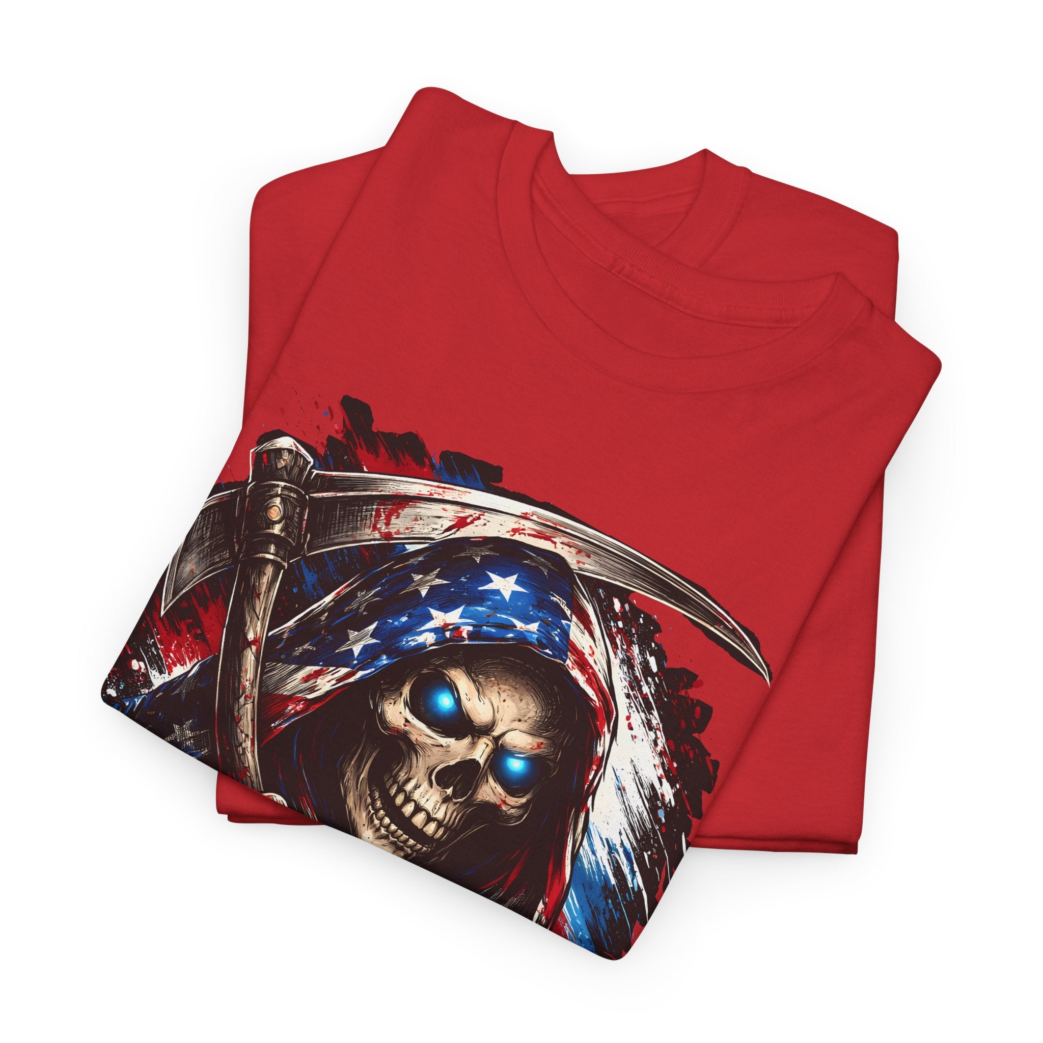 Skull Reaper T-Shirt — American Flag Grim Reaper Graphic Tee