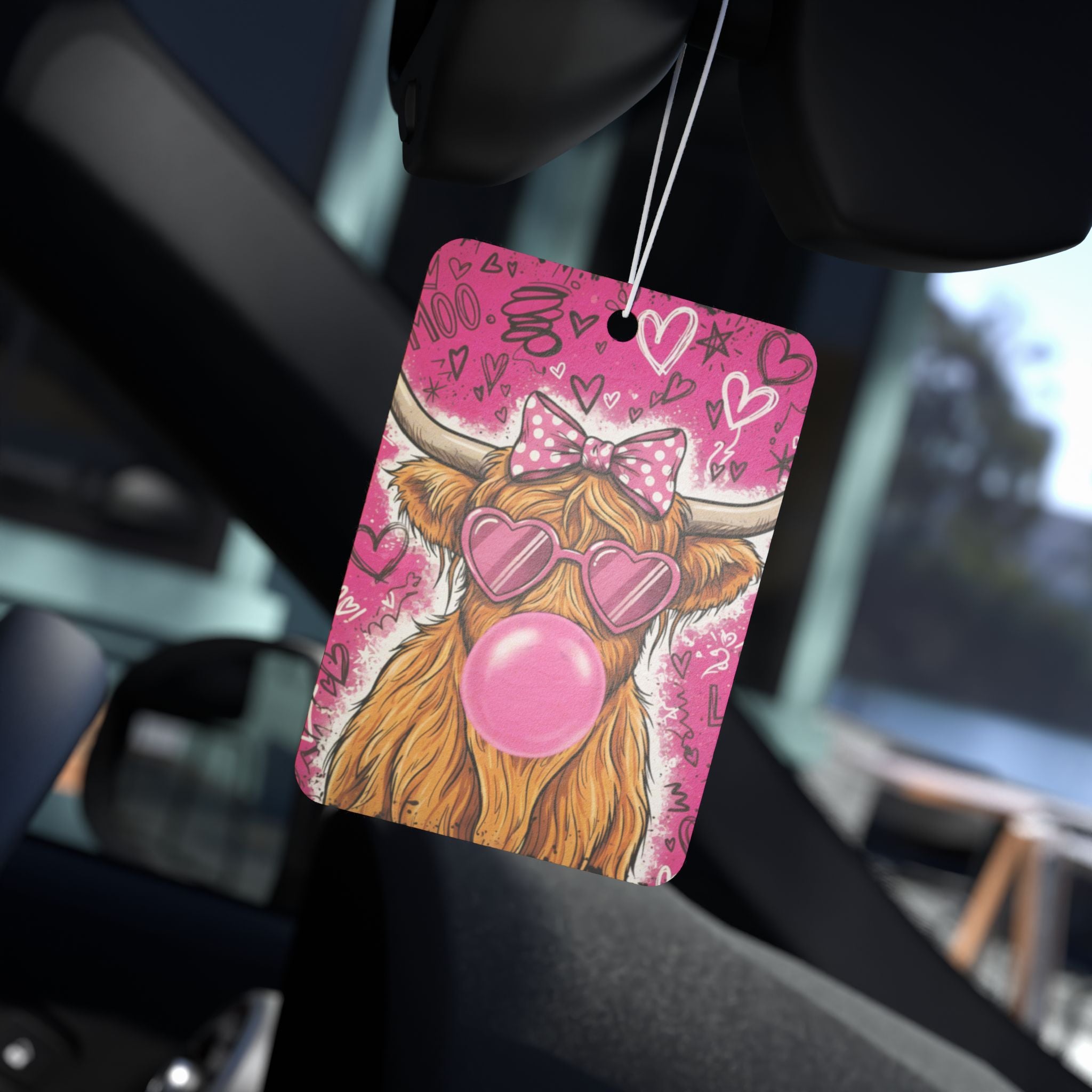 Cow Air Freshener — Cute Pink Bubblegum Highland Cow Car Scent