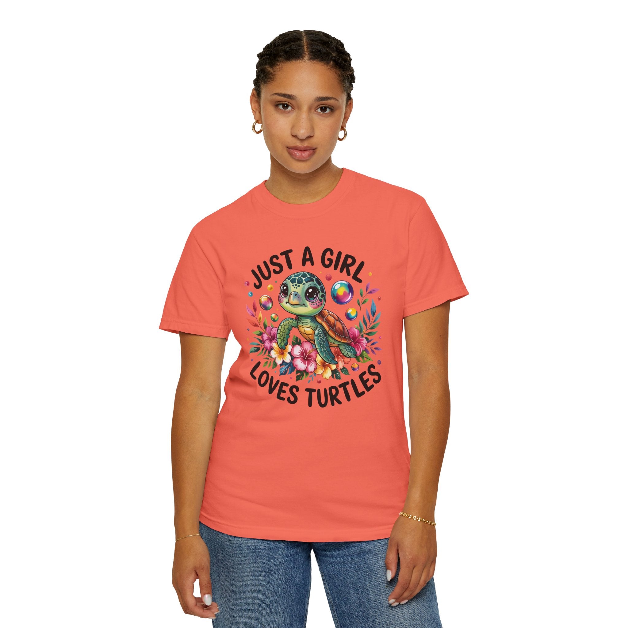 Just a Girl Loves Turtles Graphic T-Shirt — Cute Sea Turtle Tee