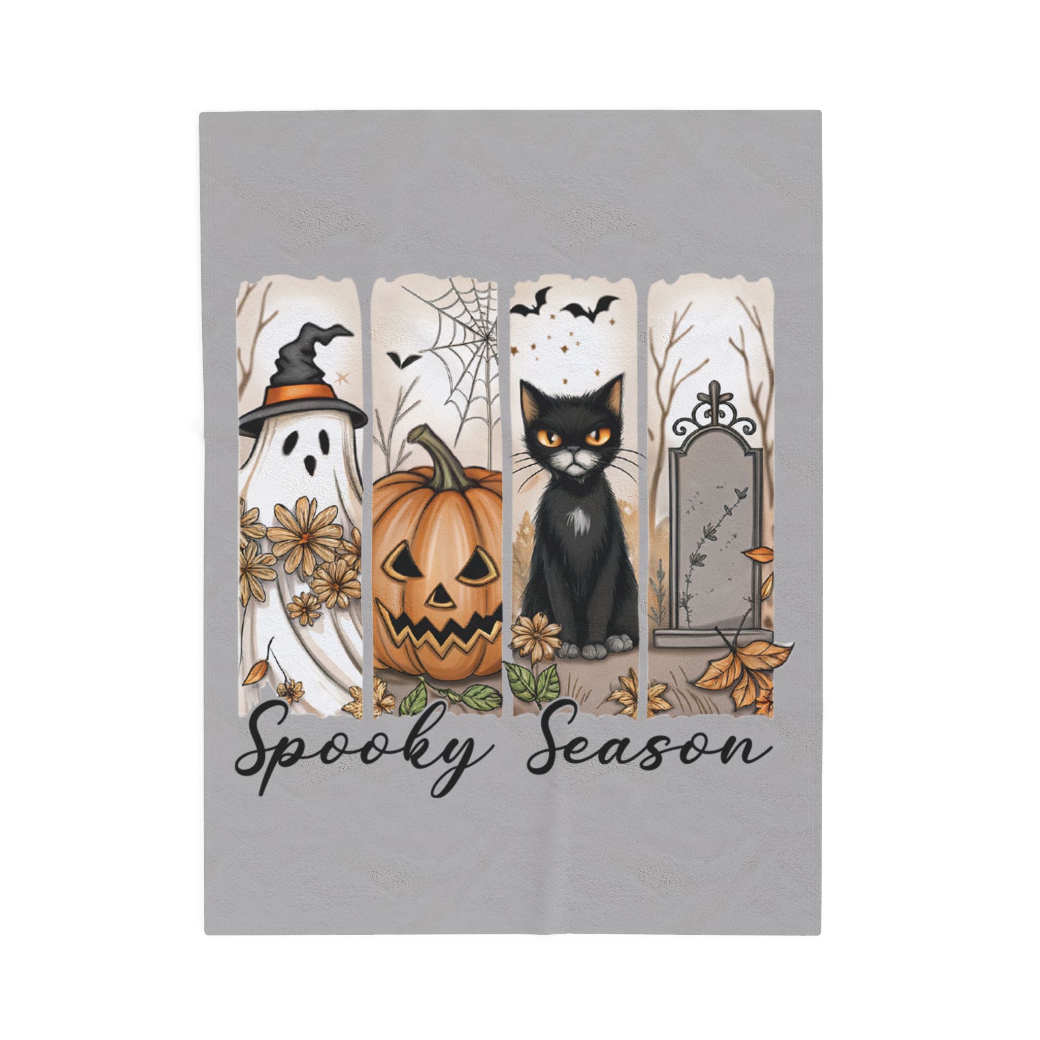 Halloween Spooky Season Blanket, Cozy Plush Throw, Spooky Season Decor, Soft Fabric Blanket for Fall, Living Room