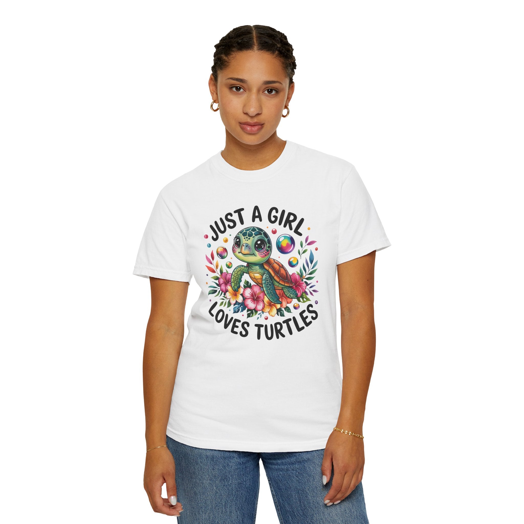 Just a Girl Loves Turtles Graphic T-Shirt — Cute Sea Turtle Tee