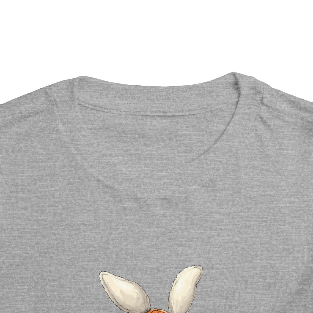 Personalized Toddler Tee — Camouflage Bunny with Orange Cap (Name Customizable)