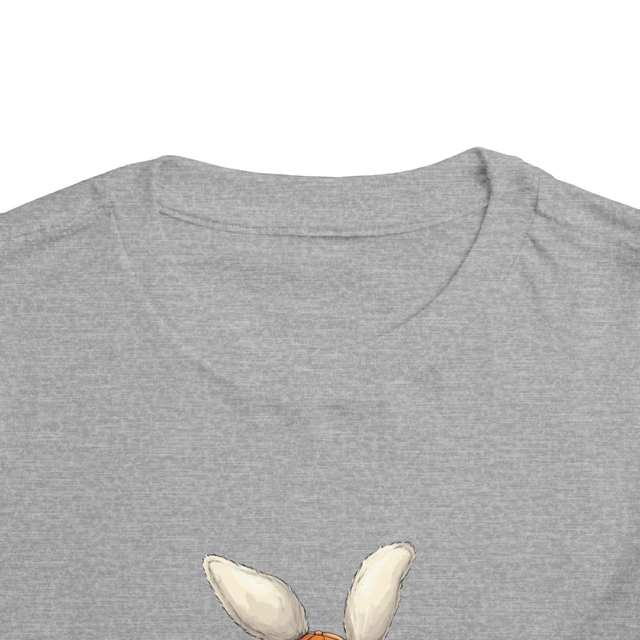 Personalized Toddler Tee — Camouflage Bunny with Orange Cap (Name Customizable)