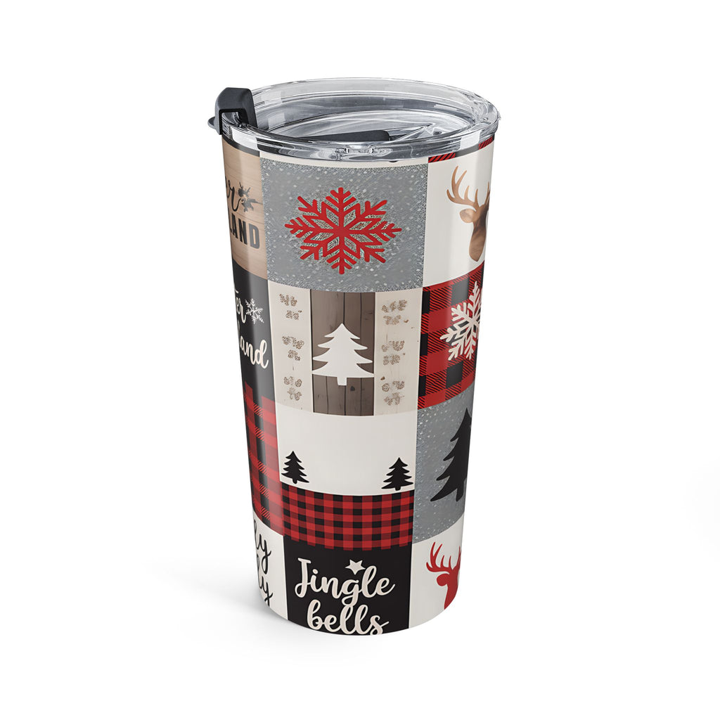 Winter Wonderland Patchwork Tumbler 20oz | Buffalo Plaid Reindeer