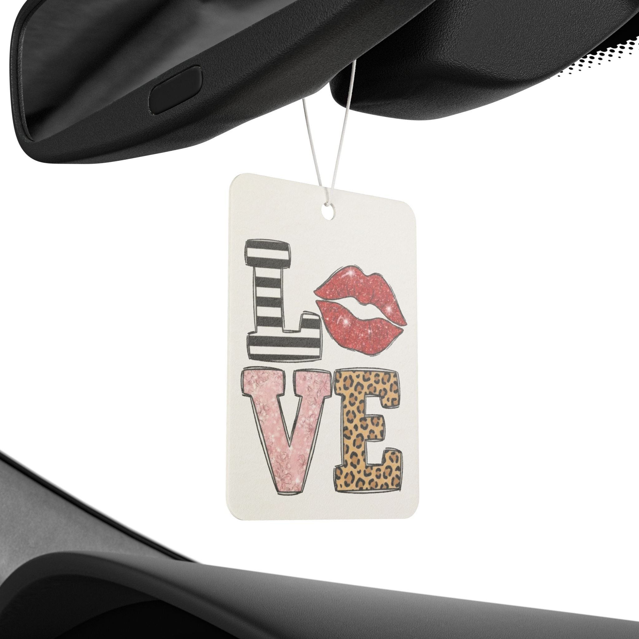 Love Lips Car Air Freshener — Chic Leopard & Stripe Scented Decor