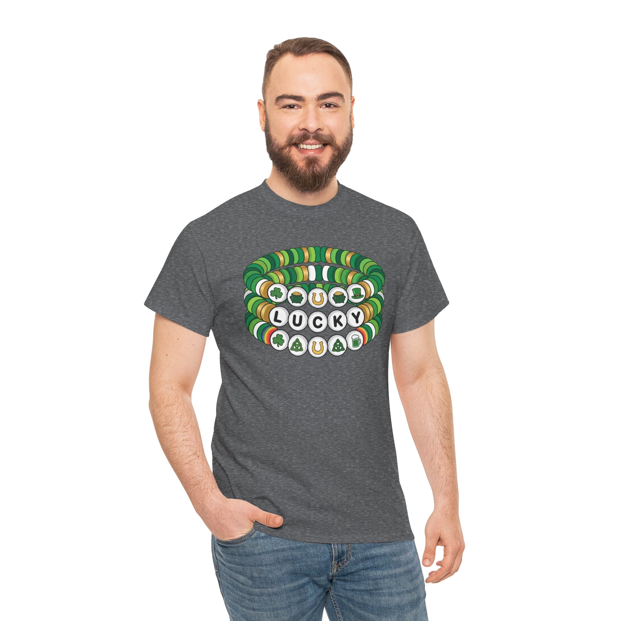 Lucky Bead Bracelet Graphic Tee — St. Patrick’s Day Green Charm Shirt
