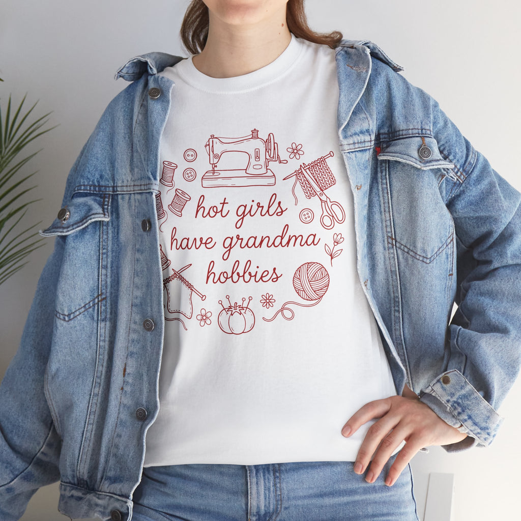 "Hot Girls Have Grandma Hobbies" Retro Sewing & Crafts Tee
