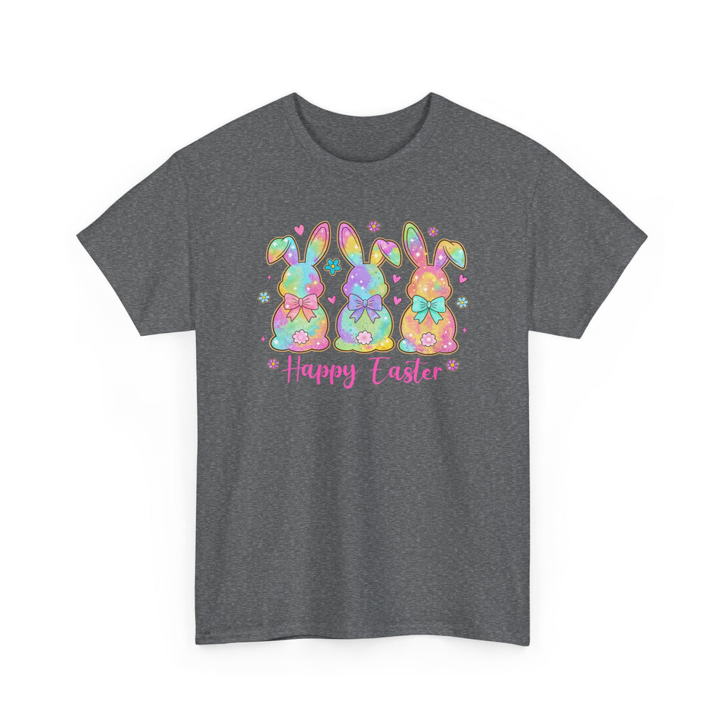 Easter Bunny Trio T-Shirt — Pastel "Happy Easter" Graphic Tee