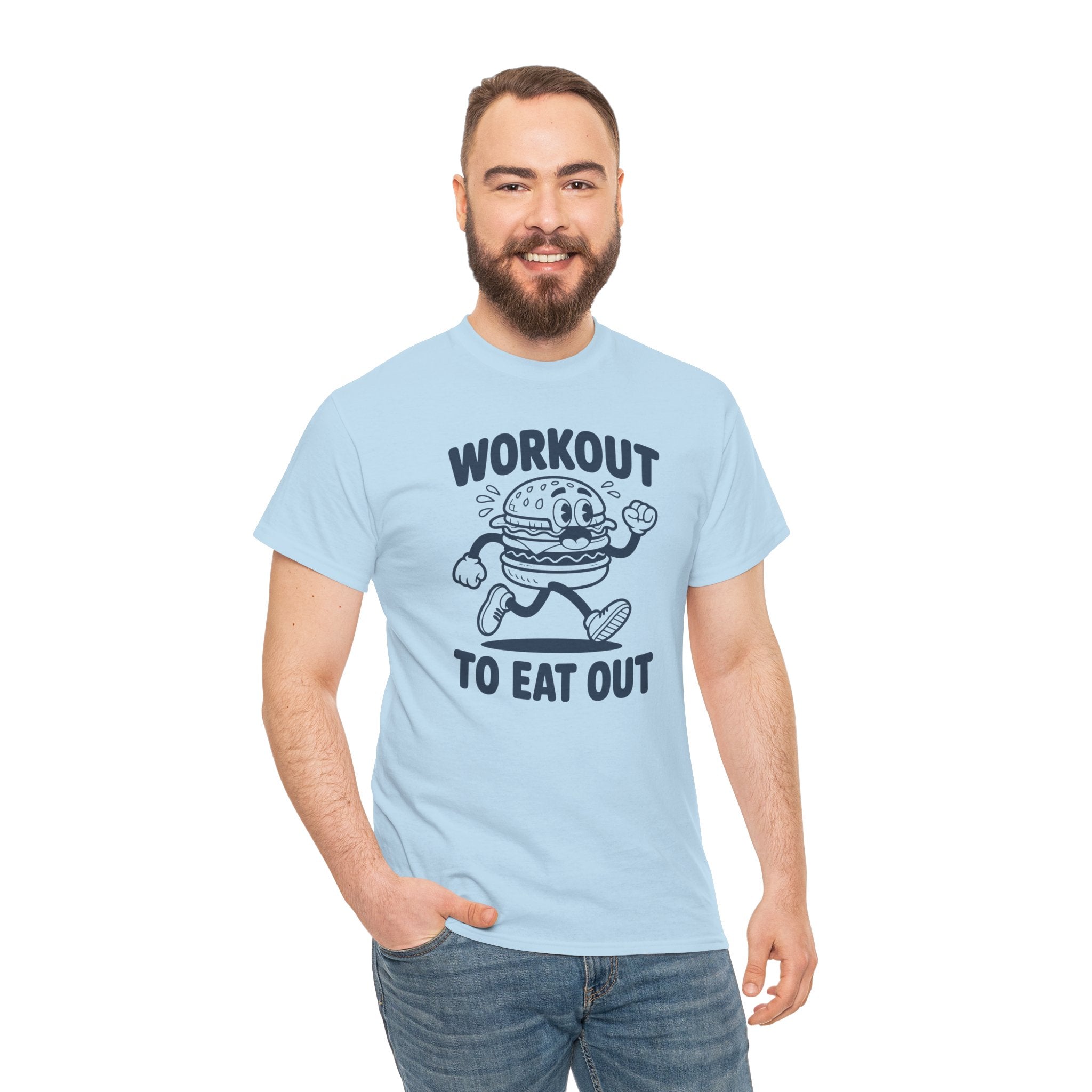 Workout To Eat Out T-Shirt — Funny Fitness Burger Tee