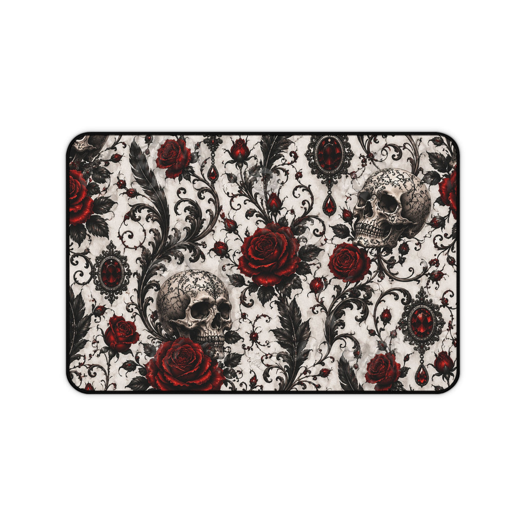 Gothic Skull & Red Rose Desk Mat